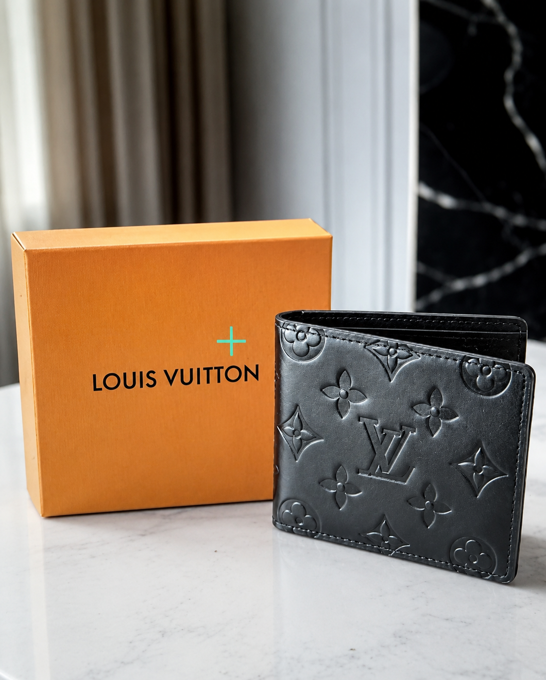 Premium Monogram Style Men's Bifold Wallet – Luxury Leather Wallet with Gift Box - RiseLoaf