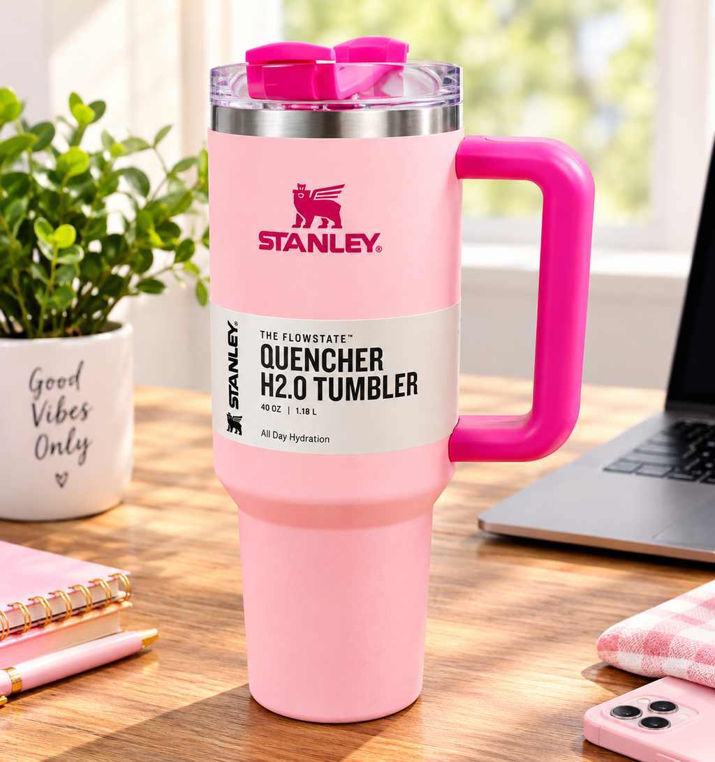Stanley Valentine's Day Quencher H2.0 40 oz Tumbler – Pink Velvet Cake - RiseLoaf
